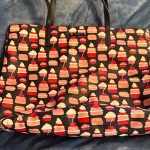 Kate Spade Black and Pink Cake Pattern Tote